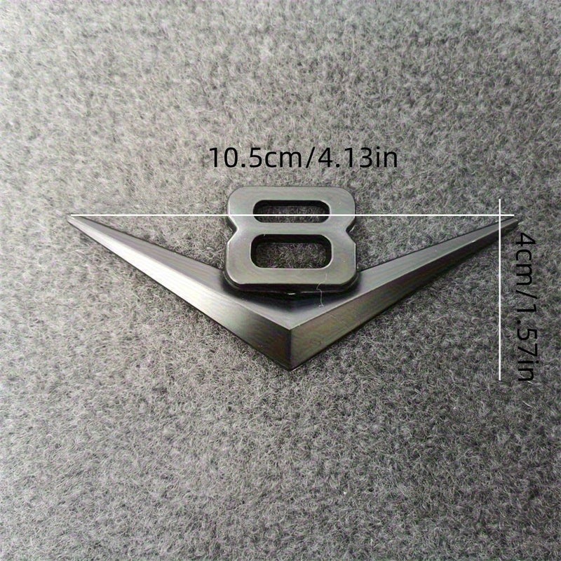 Black Metal V8 Emblem Badge 2pcs for Car Sides Trunk Interior - Image 1