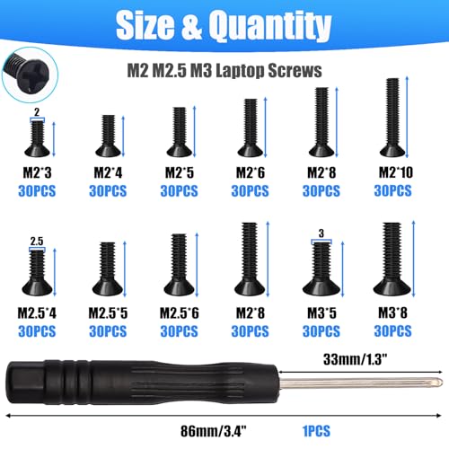Bemaka 360Pcs Laptop Screws Notebook Computer Tiny Screw Kit 12 Sizes M2 M2.5 M3 Laptop Replacement Computer Screws for Motherboard SSD PC Fan Hard Drive - Image 2