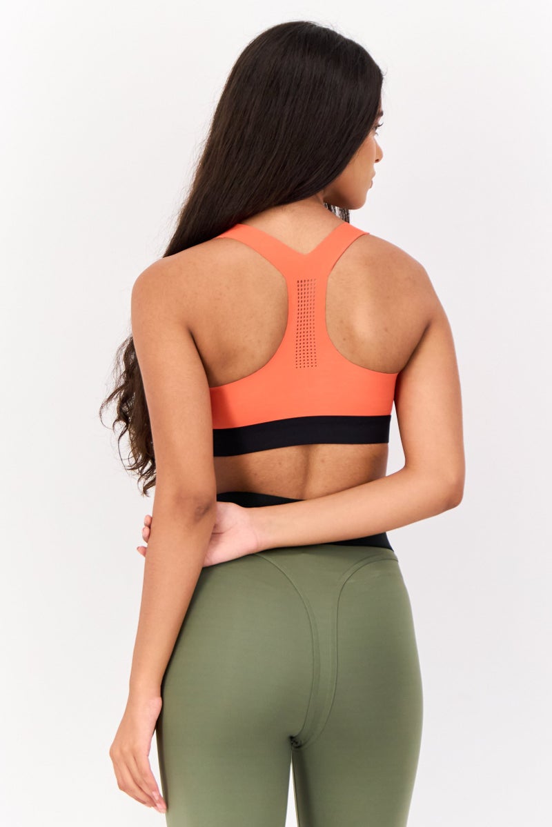 Reebok Women Lightly Padded Training Sports Bra, Orange - Image 3