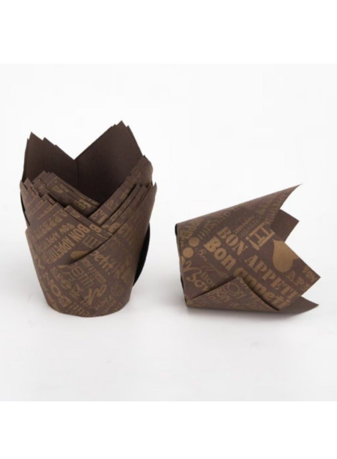 50Pcs Cake Paper Cups Food Grade High Temperature Resistant Oil-Proof Baking Paper Trays - Image 1