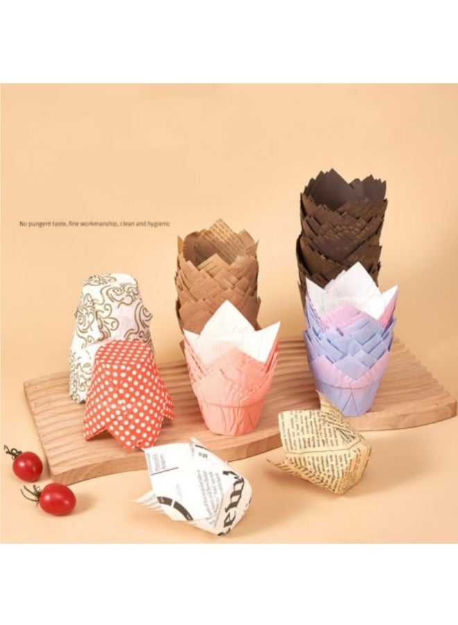 50Pcs Cake Paper Cups Food Grade High Temperature Resistant Oil-Proof Baking Paper Trays - Image 2