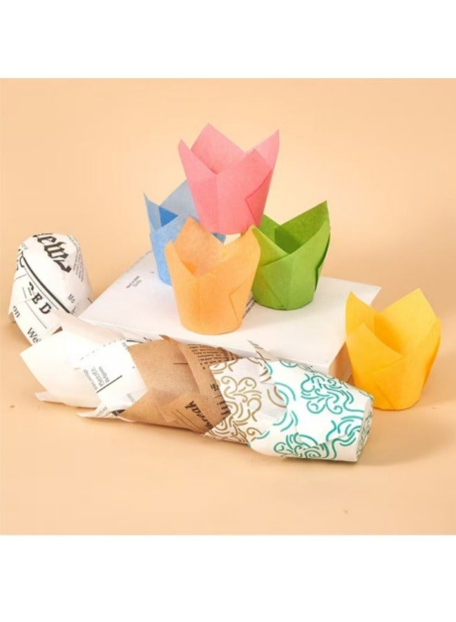 50Pcs Cake Paper Cups Food Grade High Temperature Resistant Oil-Proof Baking Paper Trays - Image 4