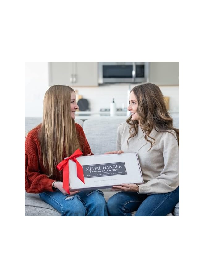 promass Medal Hanger Display, Holds 64 + Sports Medals Trophy Shelf, Metal Awards Rack for Walls, Our Never Give Up 16" Trophy and Medal Display Shelf, Black - Image 4