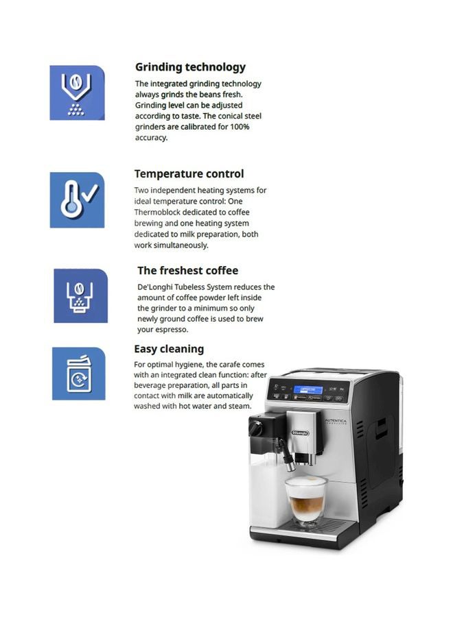 De'Longhi Autentica Cappuccino Bean-To-Cup Coffee Machine 1.4 L 1450 W ETAM 29.660.SB Silver/Black - Image 2