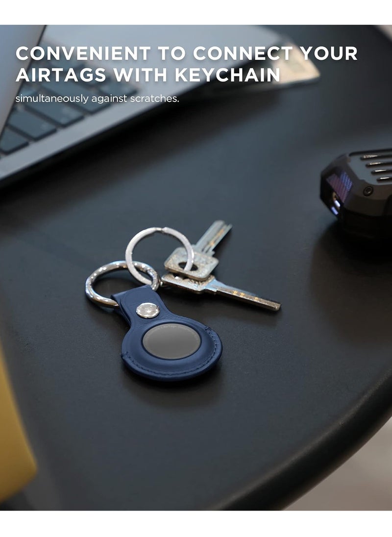Generic AirTags Case [Upgrade Version], Leather AirTags Holder with Anti-Lost Design, Protective AirTag Keychain Accessories for Apple Air Tag Key Ring Tracker, Dog Collar (Pacific Blue)  - Image 3