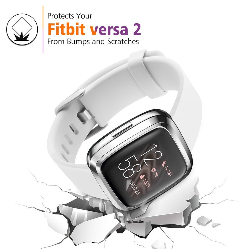 Mugust [6 Pack] Screen Protector Compatible with Fitbit Versa 2 Case, TPU Plated Full Around Protective Case Cover (Black, Space Gray, Silver, Rose Gold, Soft Gold, Clear) - Image 5