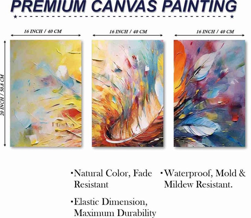 SAF Set Of 3 Wooden Framed Canvas Painting|| Modern Abstract Art Canvas Wall Art Painting for Home Décor And Office||For Bedroom,Living Room Home wall and Office Interior PRE-CR-232 - Image 3