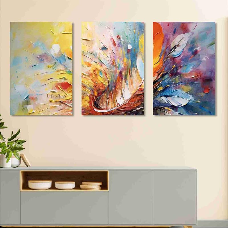 SAF Set Of 3 Wooden Framed Canvas Painting|| Modern Abstract Art Canvas Wall Art Painting for Home Décor And Office||For Bedroom,Living Room Home wall and Office Interior PRE-CR-232 - Image 1