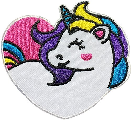 Papapatch Cute Unicorn Heart Shape Head Horse Cartoon DIY Sewing on Iron on Embroidered Applique Patch (Iron-Unicorn-Heart) - Image 3