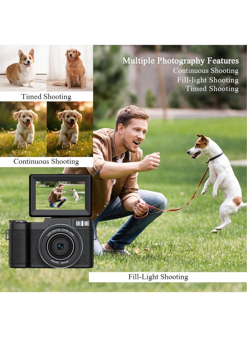 KADIP 5K Digital Camera for Photography 64MP Auto-Focus Vlogging Camera for YouTube 3" 180° Flip Screen Compact Travel 18X Digital Zoom, Anti-Shake, Wide-Angle & Macro Lens, 2 Batteries & 64GB TF Card  - Image 5