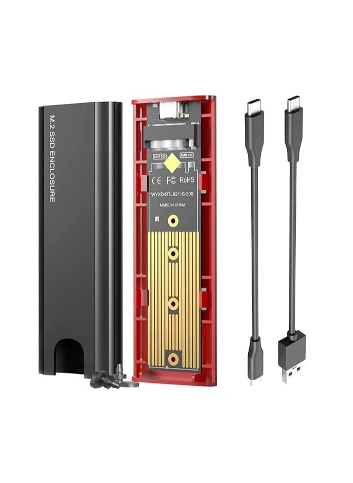 Generic - Talmage Scomb M2 SSD Enclosure, USB 3.2 Gen2 NVME & SATA USB Adapter PCIe, Toolless Aluminum 10Gbps M.2 SSD Adapter for 2230 2242 2260 2280 from M-Key or M B Key Compatible with Samsung, Crucial, - Image 1