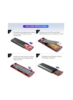 Generic Talmage Scomb M2 SSD Enclosure, USB 3.2 Gen2 NVME & SATA USB Adapter PCIe, Toolless Aluminum 10Gbps M.2 SSD Adapter for 2230 2242 2260 2280 from M-Key or M B Key Compatible with Samsung, Crucial,  - Image 3