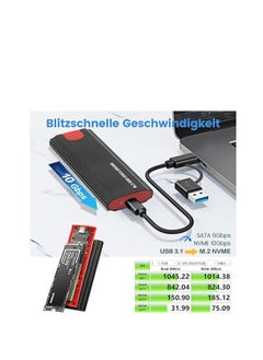 Generic Talmage Scomb M2 SSD Enclosure, USB 3.2 Gen2 NVME & SATA USB Adapter PCIe, Toolless Aluminum 10Gbps M.2 SSD Adapter for 2230 2242 2260 2280 from M-Key or M B Key Compatible with Samsung, Crucial,  - Image 4