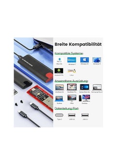 Generic Talmage Scomb M2 SSD Enclosure, USB 3.2 Gen2 NVME & SATA USB Adapter PCIe, Toolless Aluminum 10Gbps M.2 SSD Adapter for 2230 2242 2260 2280 from M-Key or M B Key Compatible with Samsung, Crucial,  - Image 5