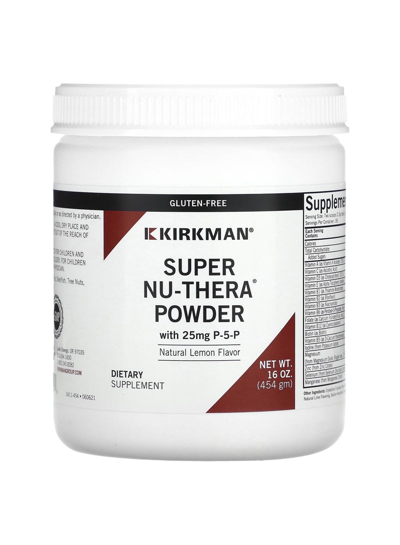 Kirkman Labs Super Nu-Thera Powder with P-5-P, Natural Lemon, 16 oz (454 gm)