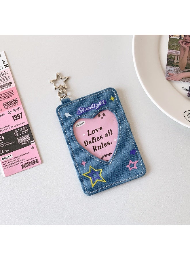 NIBEMINENT 1 - Piece Cowboy Stars Y2k Kpop Photo Card Holder Pendant Key Chain ID Badge Holder ID Card Holder Photo Card Protector for School ID Office ID Access Card for Women Girls - Image 1