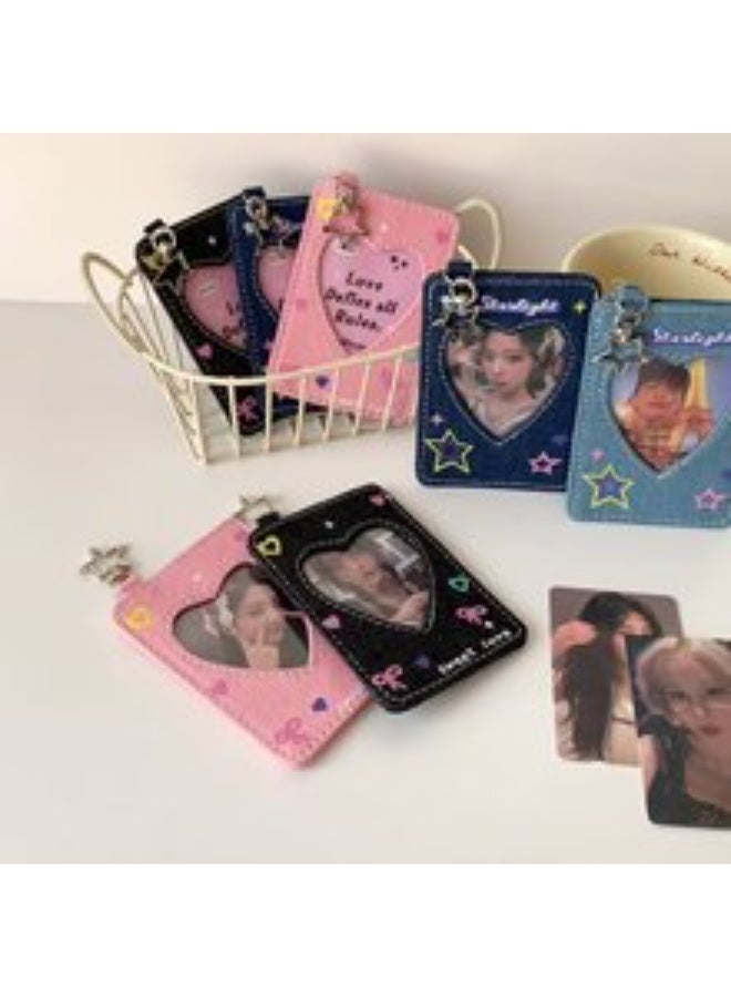 NIBEMINENT 1 - Piece Cowboy Stars Y2k Kpop Photo Card Holder Pendant Key Chain ID Badge Holder ID Card Holder Photo Card Protector for School ID Office ID Access Card for Women Girls - Image 2