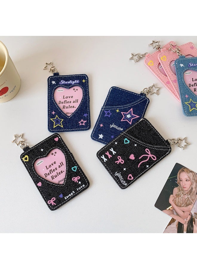 NIBEMINENT 1 - Piece Cowboy Stars Y2k Kpop Photo Card Holder Pendant Key Chain ID Badge Holder ID Card Holder Photo Card Protector for School ID Office ID Access Card for Women Girls - Image 3