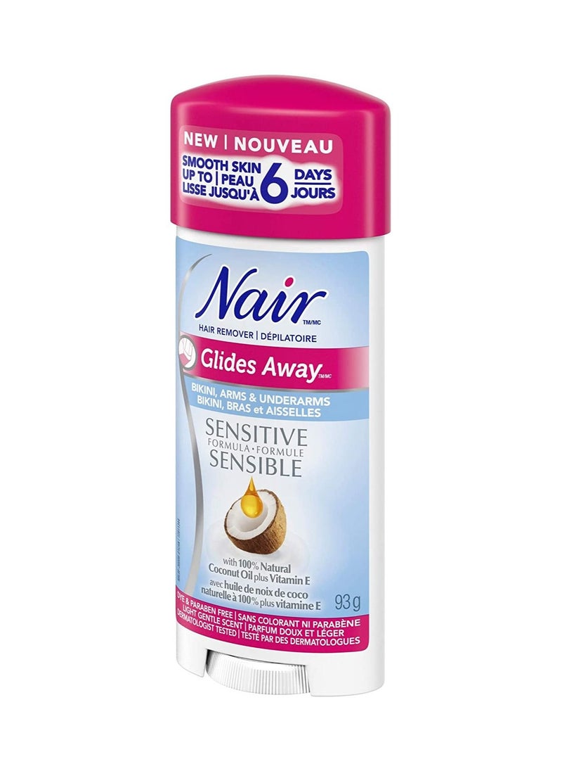 Nair - Nair Glides Away Sensitive Formula Hair Remover for Bikini, Arms & Underarms with 100% Natural Coconut Oil plus Vitamin E, 93-g - Image 1
