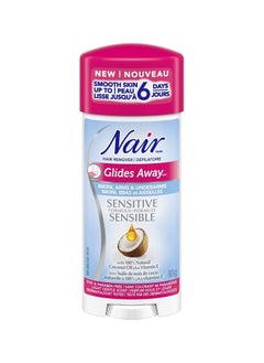 Nair Glides Away Sensitive Formula Hair Remover for Bikini, Arms & Underarms with 100% Natural Coconut Oil plus Vitamin E, 93-g