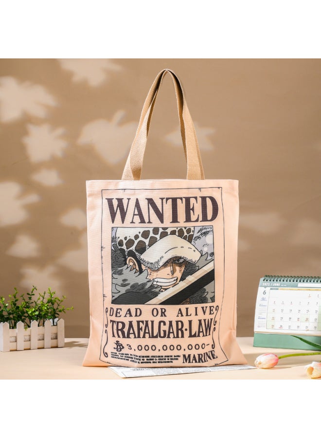 Genuine Sailing King Canvas Bag Student Characters Luffy Wanted Joba Shopping Bag-Color:Trafalgar Rowe-Height:45cm  - Image 1
