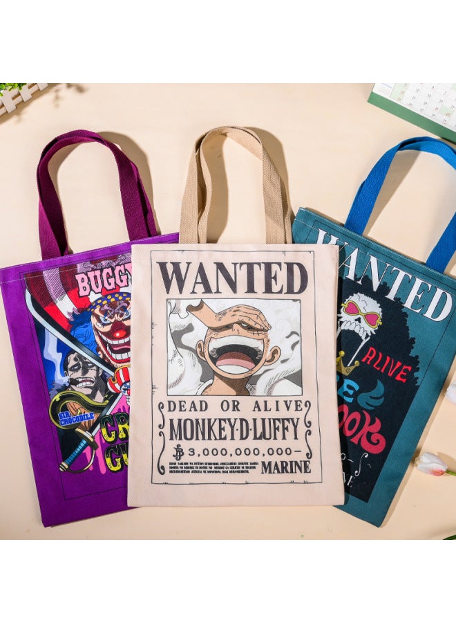 Genuine Sailing King Canvas Bag Student Characters Luffy Wanted Joba Shopping Bag-Color:Trafalgar Rowe-Height:45cm  - Image 2
