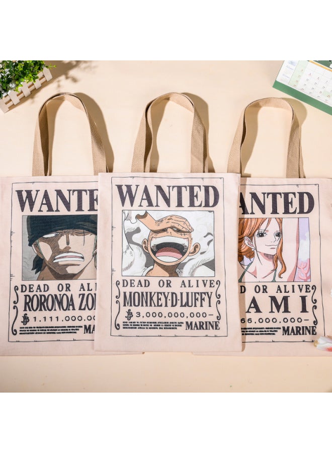 Genuine Sailing King Canvas Bag Student Characters Luffy Wanted Joba Shopping Bag-Color:Trafalgar Rowe-Height:45cm  - Image 3