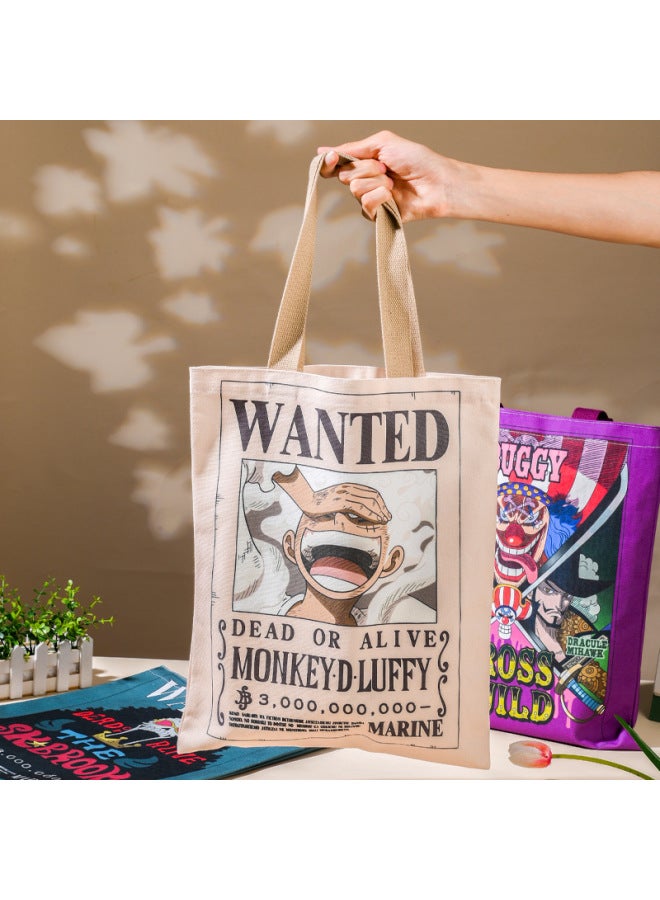 Genuine Sailing King Canvas Bag Student Characters Luffy Wanted Joba Shopping Bag-Color:Trafalgar Rowe-Height:45cm  - Image 5