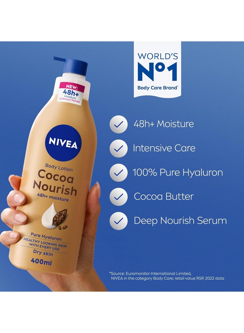 نيفيا لوشن للجسم للبشرة الجافة من نيفيا، زبدة الكاكاو وفيتامين E، 3 × 400 مل - Image 5
