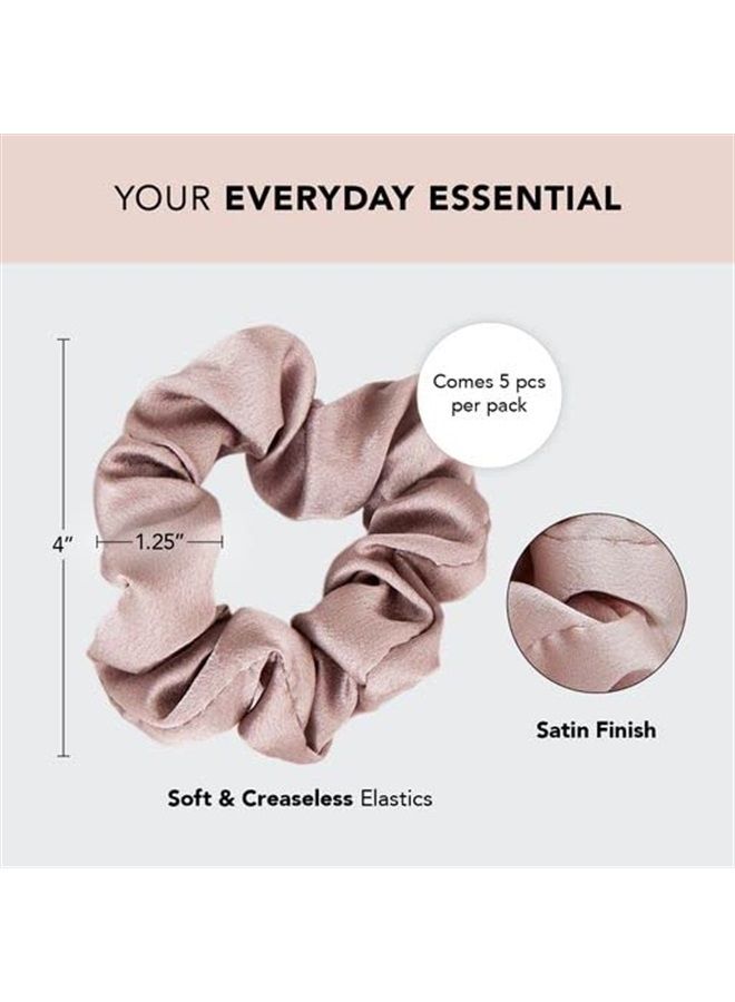 Kitsch Satin Hair Scrunchies for Women - Softer Than Silk Scrunchies for Hair | Satin Scrunchies for Girls & Stylish Satin Hair Ties for Women | Cute Satin Hair Scrunchie for Styling, 5 pack (Cameo) - Image 2