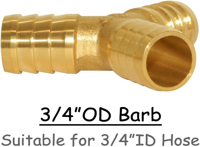 Uenede 3PCS Solid Brass 3/4"OD Barb Fitting Y 3-Way Union Intersection Barbed Hose Fittings for Water/Oil/Gas - Image 2