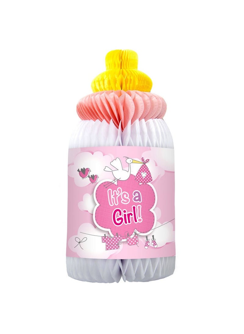 Folat It's a Girl Honeycomb Decoration Pink Paper 27x13cm