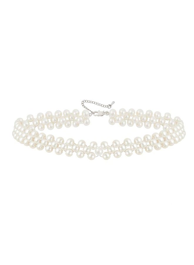 BABEYOND Long Pearl Choker Necklace - Faux Pearl Chain Necklace Pearl Jewelry Set for Women 20s Flapper Accessories, Faux Pearl and Crystal, Created Pearl - Image 2
