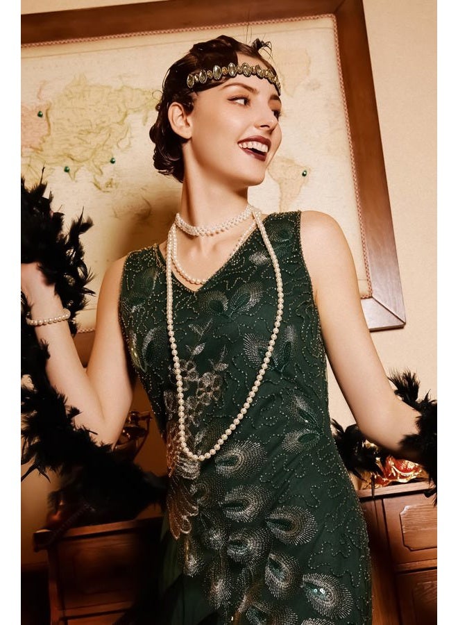 BABEYOND Long Pearl Choker Necklace - Faux Pearl Chain Necklace Pearl Jewelry Set for Women 20s Flapper Accessories, Faux Pearl and Crystal, Created Pearl - Image 3