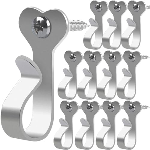 Dreecy 60 Packs String Light Hooks for Outside Stainless Steel Outdoor Light Hanger Hooks for Outdoor String Lights Screw Hooks for Christmas Party Easy Release Wire and Fairy Led Lights - Image 1