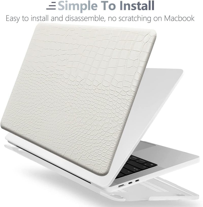 KEROM Compatible for MacBook Air 13 inch Case 2026 M5, 2022-2025 M4/M3/M2 A3449 A3240 A3113 A2681, Textured Luxury Crocodile Aligator Skin Snakeskin PU Leather Hardshell Case & Keyboard Cover, White - Image 4