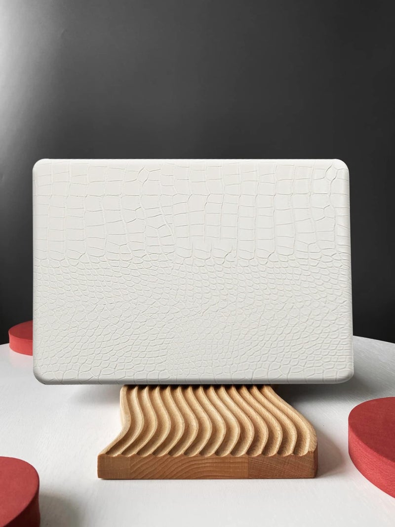 KEROM Compatible for MacBook Air 13 inch Case 2026 M5, 2022-2025 M4/M3/M2 A3449 A3240 A3113 A2681, Textured Luxury Crocodile Aligator Skin Snakeskin PU Leather Hardshell Case & Keyboard Cover, White - Image 5