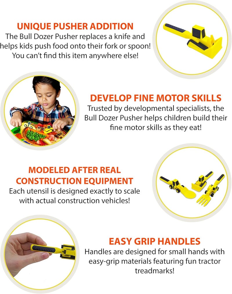 Constructive Eating - Toddler Construction Utensils Made in USA - Silverware for Toddlers - Utensils for Kids - Utensil Set - Image 2