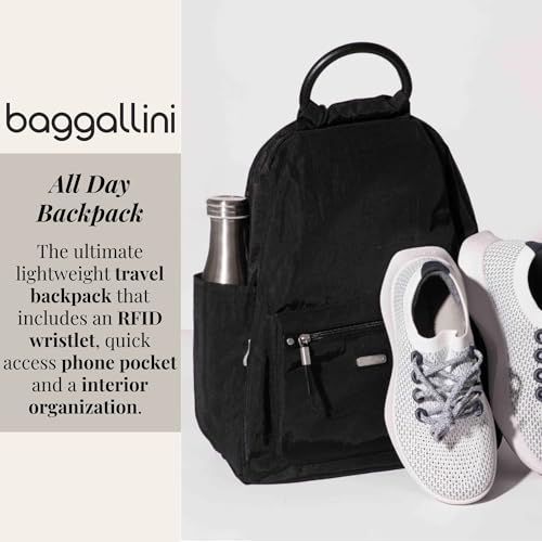 Baggallini womens New Classic Heritage With Rfid Phone Wristlet All Day Backpack, Black, One Size US - Image 2