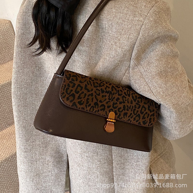 Vintage Niche Commuter Underarm Bag Women'S Bag Leopard Shoulder Bag Fashion Frosted Portable Small Bag - Image 2