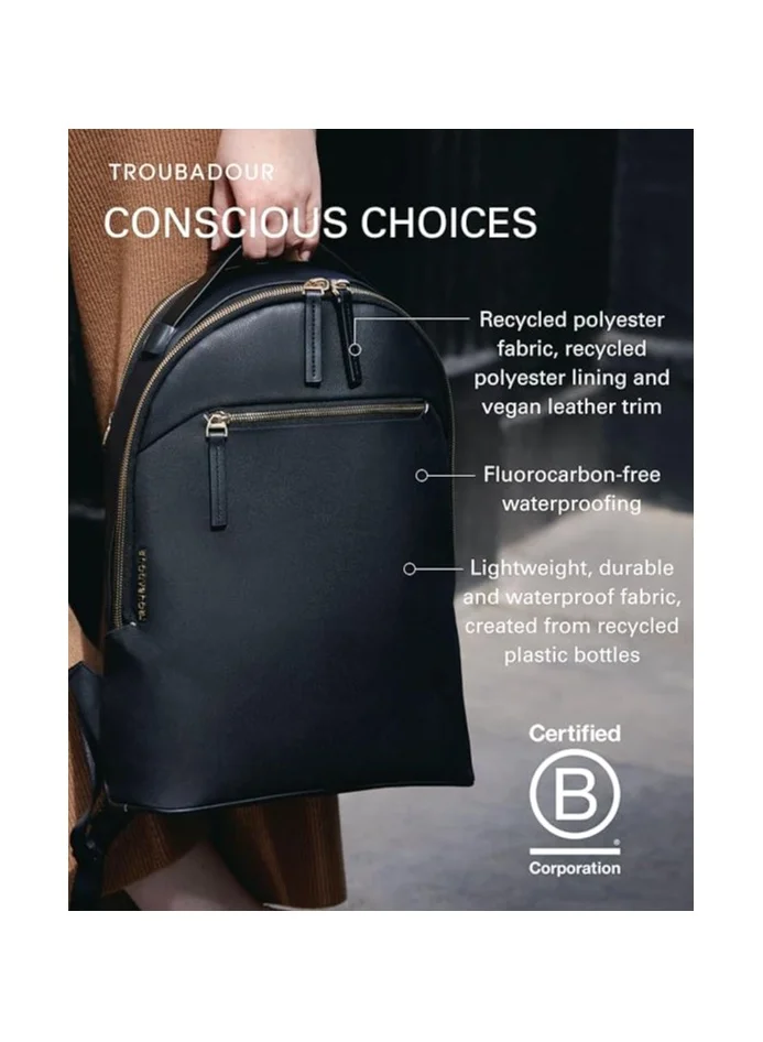 Troubadour Troubadour Ember Backpack Waterproof, Lightweight, Durable Padded 16" Laptop Pocket Breathable Back Panel Ergonomic Design Trolley Sleeve Luxurious Grab Handle Black