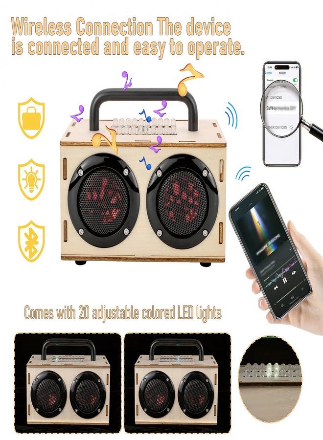 Swhmc DIY Bluetooth Speaker Kit with Black Metal Handle - STEM Projects for Kids & Adults Age 8-12, Build Portable Speaker with LED Light, Science Experiment Electronics Set, Birthday Gifts for Boys & Girls - Image 2