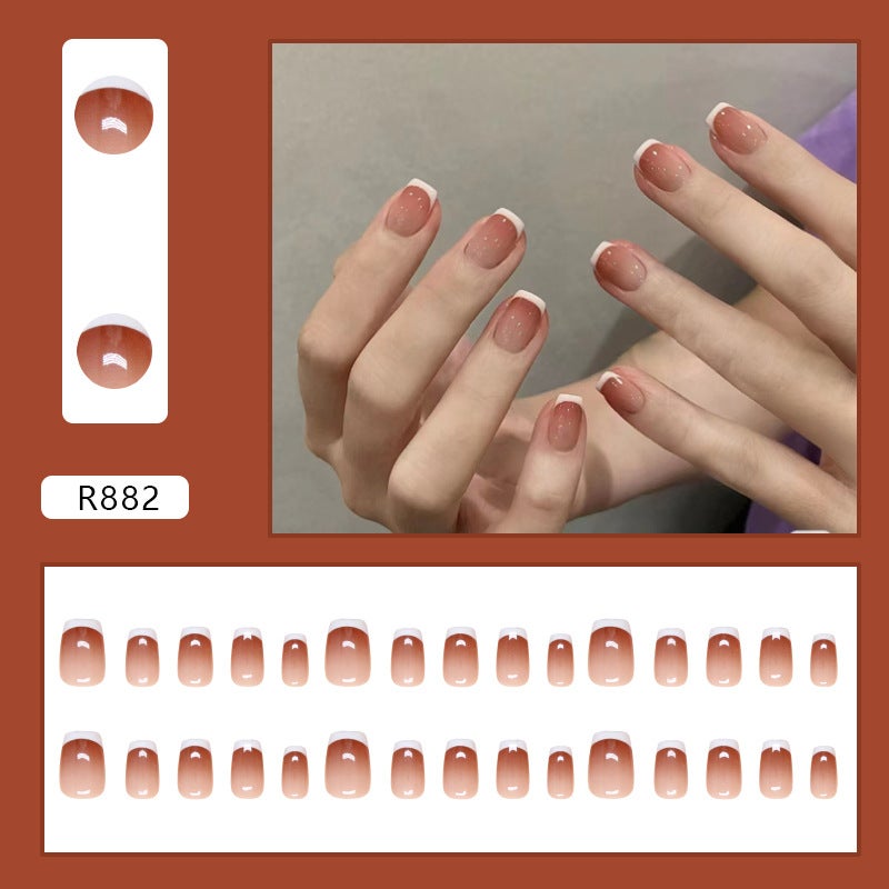 KAIRAY 24-Piece Ribbon Leopard Print Gradient Wearable Nails,Short Style,Versatile,Removable,No Damage to Nails,Finished Nails Suitable FOR Girls & 24-Piece Red Sand Gradient Gradient Wearable Nails,Short Style,Versatile,Removable,No Damage to Nails,Finished Nails Suitable FOR Girls Bundle - Image 3