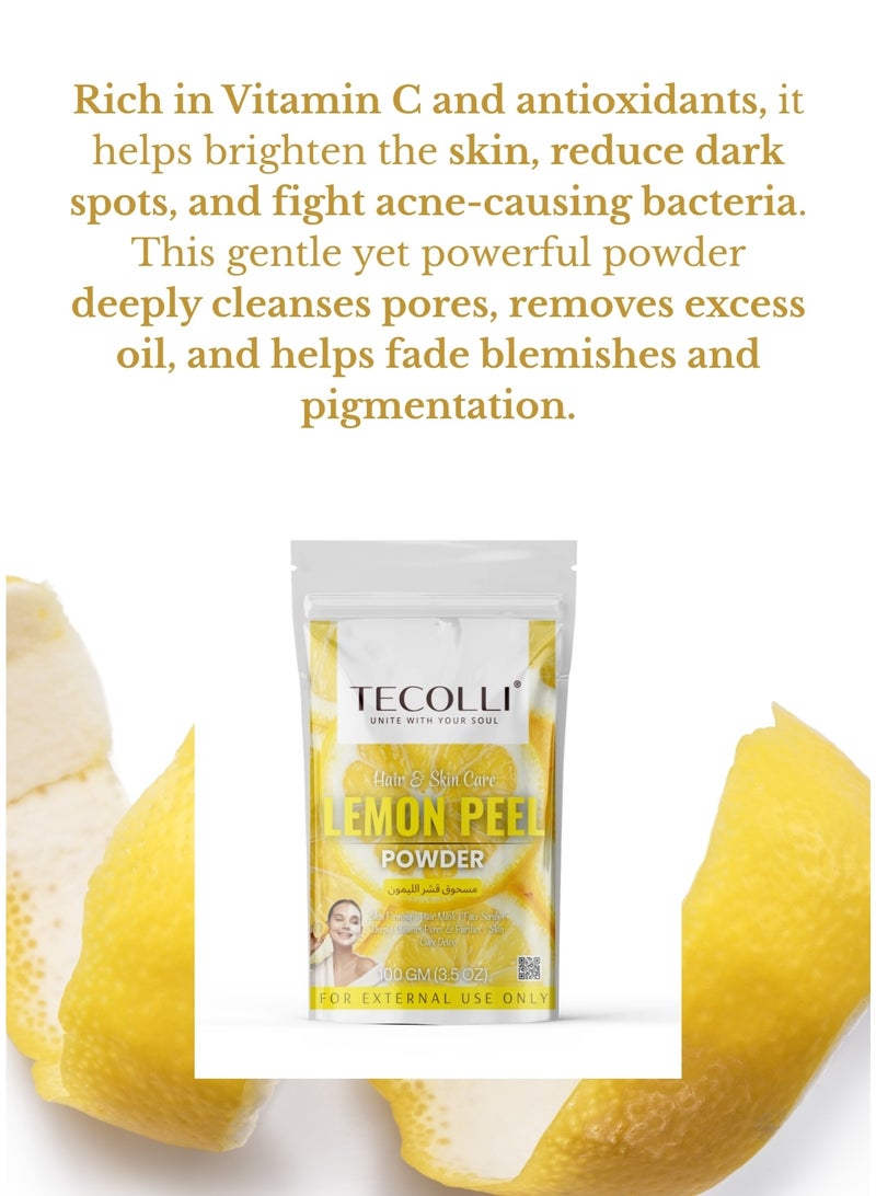 TECOLLI Lemon Peel Powder Face Brightening Mask (100g)-Pore cleansing, Anti-blemish, Acne treatment, Anti-aging, Promotes Glowing skin,Premium quality - Image 2