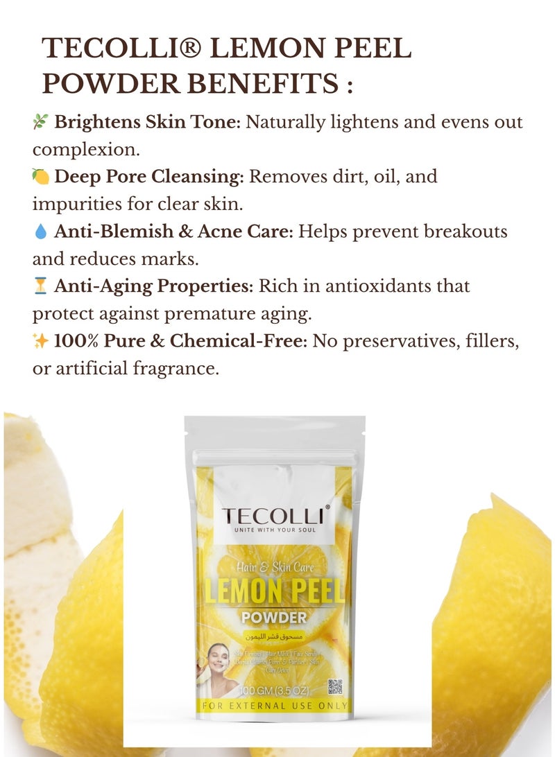 TECOLLI Lemon Peel Powder Face Brightening Mask (100g)-Pore cleansing, Anti-blemish, Acne treatment, Anti-aging, Promotes Glowing skin,Premium quality - Image 3