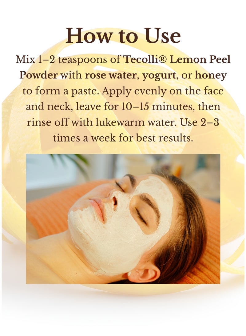 TECOLLI Lemon Peel Powder Face Brightening Mask (100g)-Pore cleansing, Anti-blemish, Acne treatment, Anti-aging, Promotes Glowing skin,Premium quality - Image 4