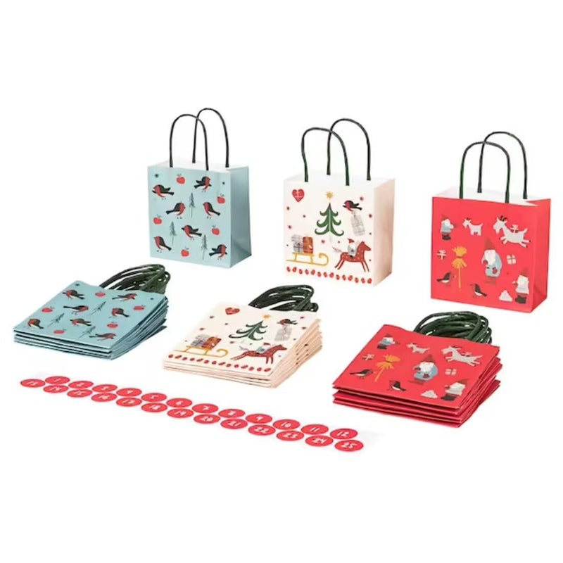 Digital Shoppy VINTERFINT Gift bag, Christmas pattern mixed colours, 10x10 cm (4x4 ")