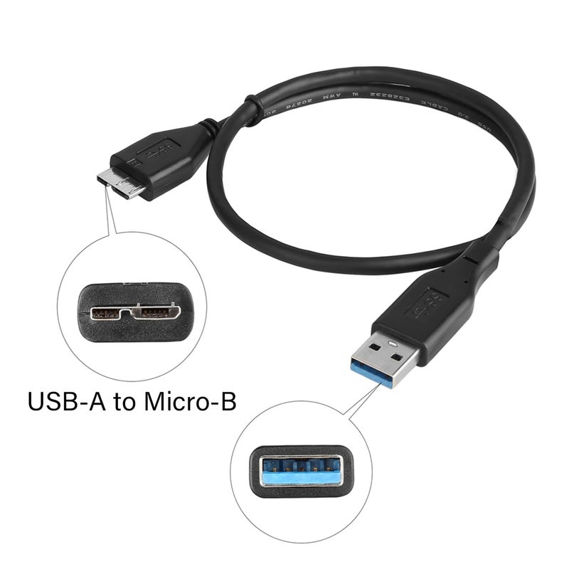 FRIGRAF USB 3.0 Hard Drive Cable, USB-A to Micro B Cable Compatible with Samsung Galaxy S5, Note 3, Note Pro 12.2, Camera, WD Toshiba Seagate Hard Drive and More USB 3.0 5Gbps Data Transfer Cord 3.3Ft - Image 2
