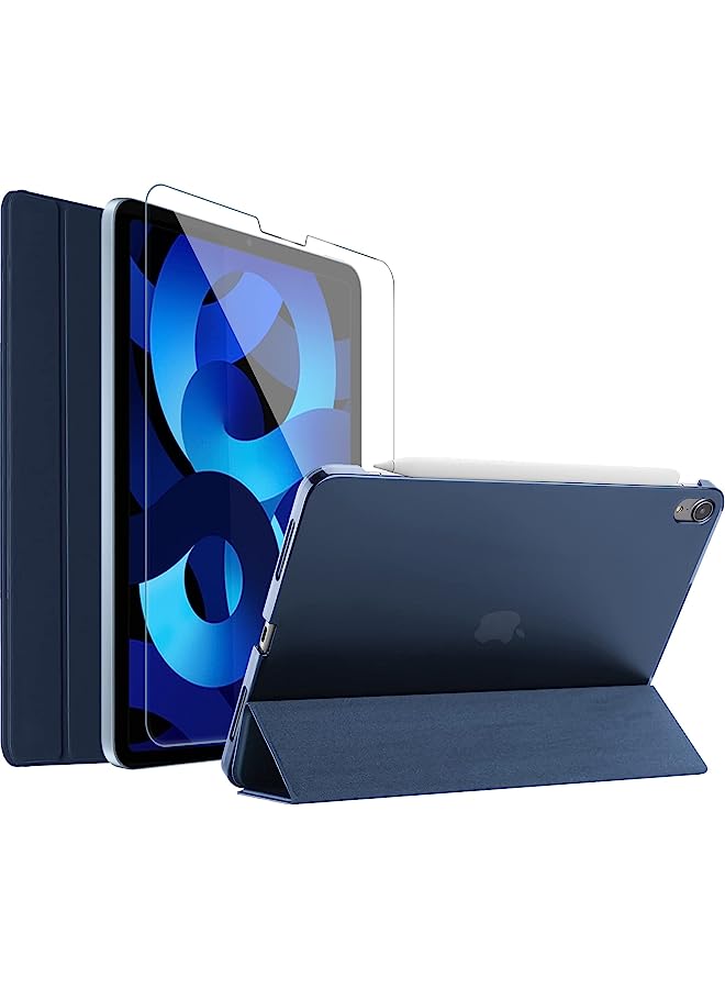 Procases Ipad Air 5Th Generation 2022 Case, Ipad Air 4 10.9 Inch 2020 Case With Tempered Glass Screen Protector, Slim Stand Hard Shell Protective Smart Cover For 10.9” Ipad Air 5 Air 4 -Navy - Image 1