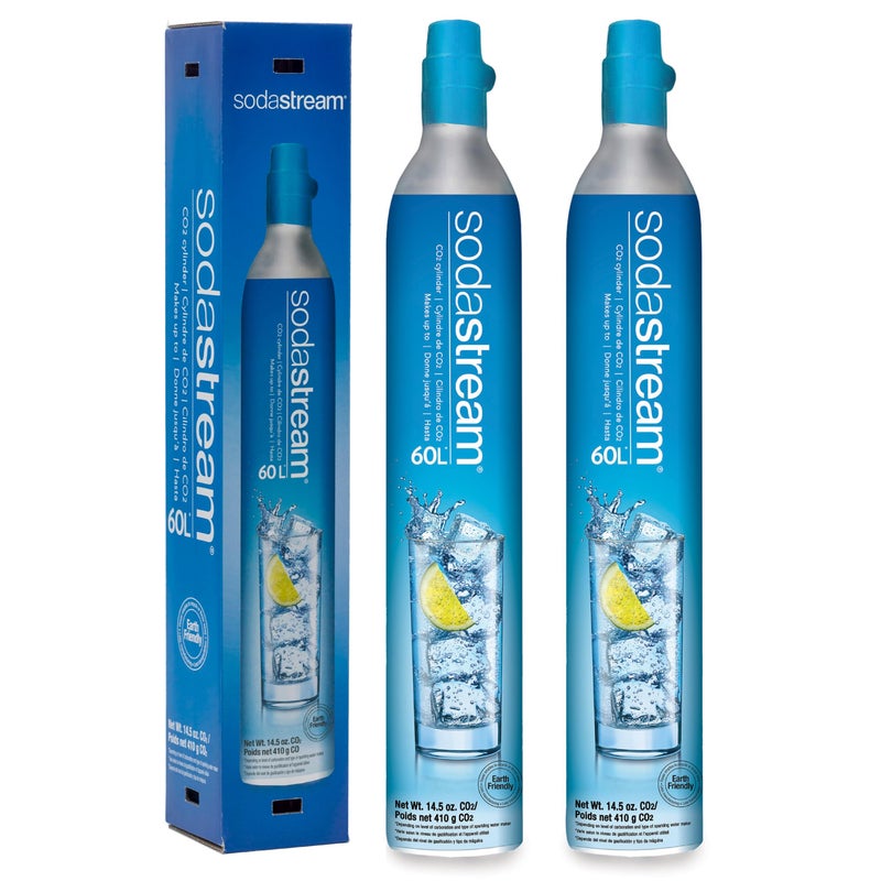 SodaStream SodaStream CO2 Gas Refill Pack  2 Cylinders BLUE Screwin System  Use box to return your empty cylinders and earn an Amazoncom Gift Card  Compatible with Fizzi OneTouch Jet Spirit Penguin 